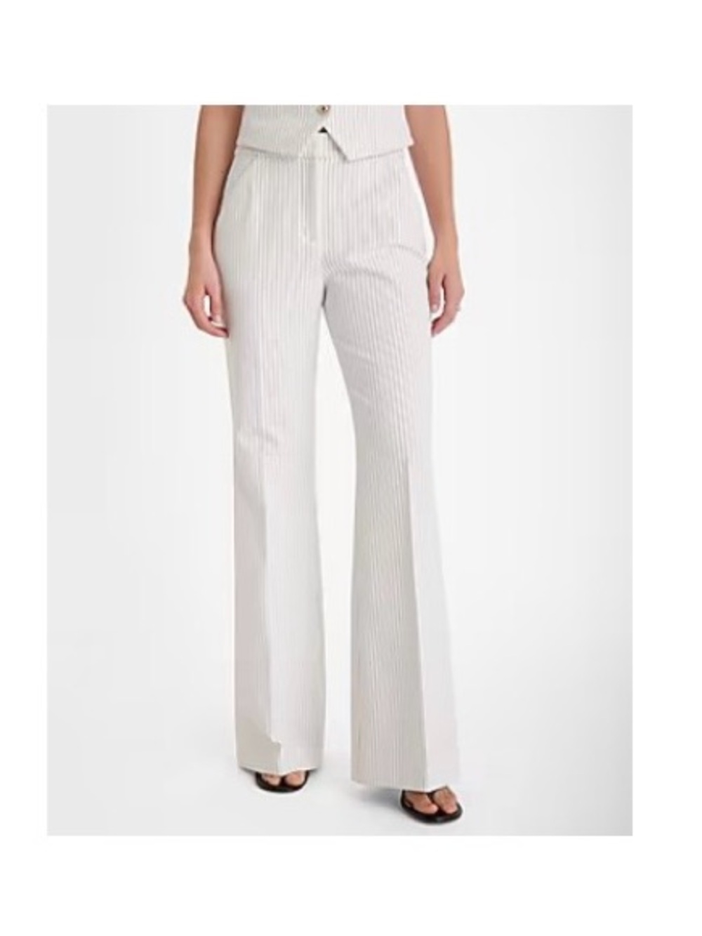 Express High-Waisted Pinstripe Trouser Flare Pant White